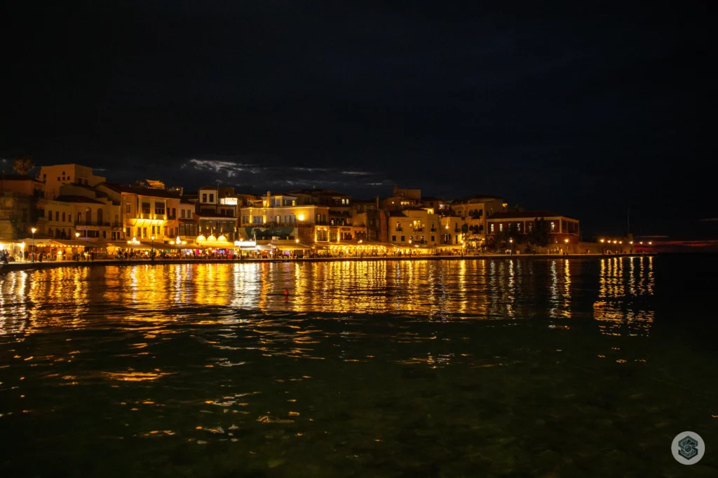 Port de la Canée la nuit en Crète